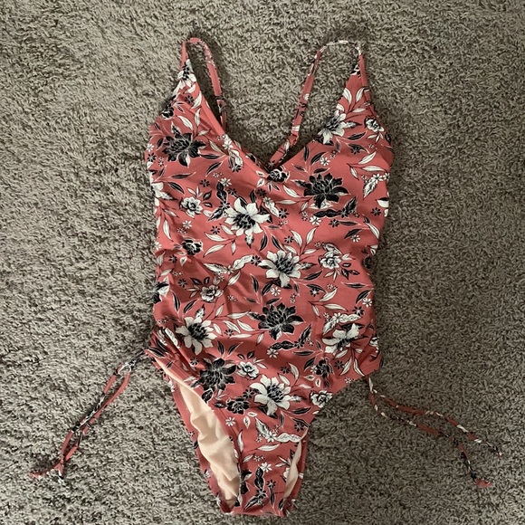 Kona Sol Mauve Floral Swimsuit - Picture 3 of 11
